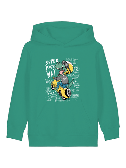 Cartoon Dinospeed auf Motorroller - Mini Cruiser Hoodie 2.0 Kinder Kapuzenpullover SK