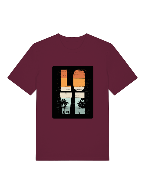 Retro Love Surfer Front - Unisex Erwachsenen Bio Baumwolle Kurzarm Shirt Creator T-Shirt 2.0 ST/ST SH