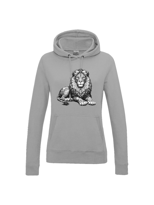 Girlie College Hoodie Mandala Löwe in grau