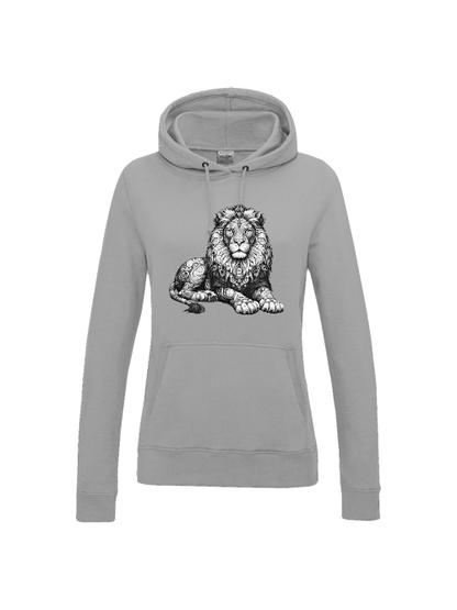 Girlie College Sudadera con capucha Mandala Lion en gris