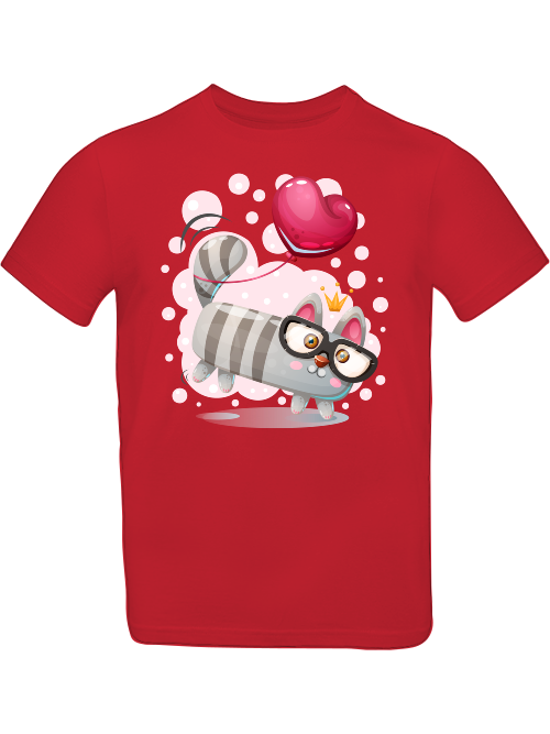 Cartoon Mini Katze mit Herzluftballon T-Shirt Kids SK