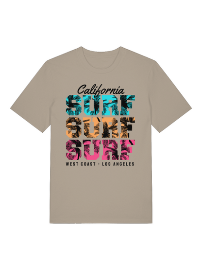 California Surf Sunset Front - Unisex Erwachsenen Bio Baumwolle Kurzarm Shirt Creator T-Shirt 2.0 ST/ST SH