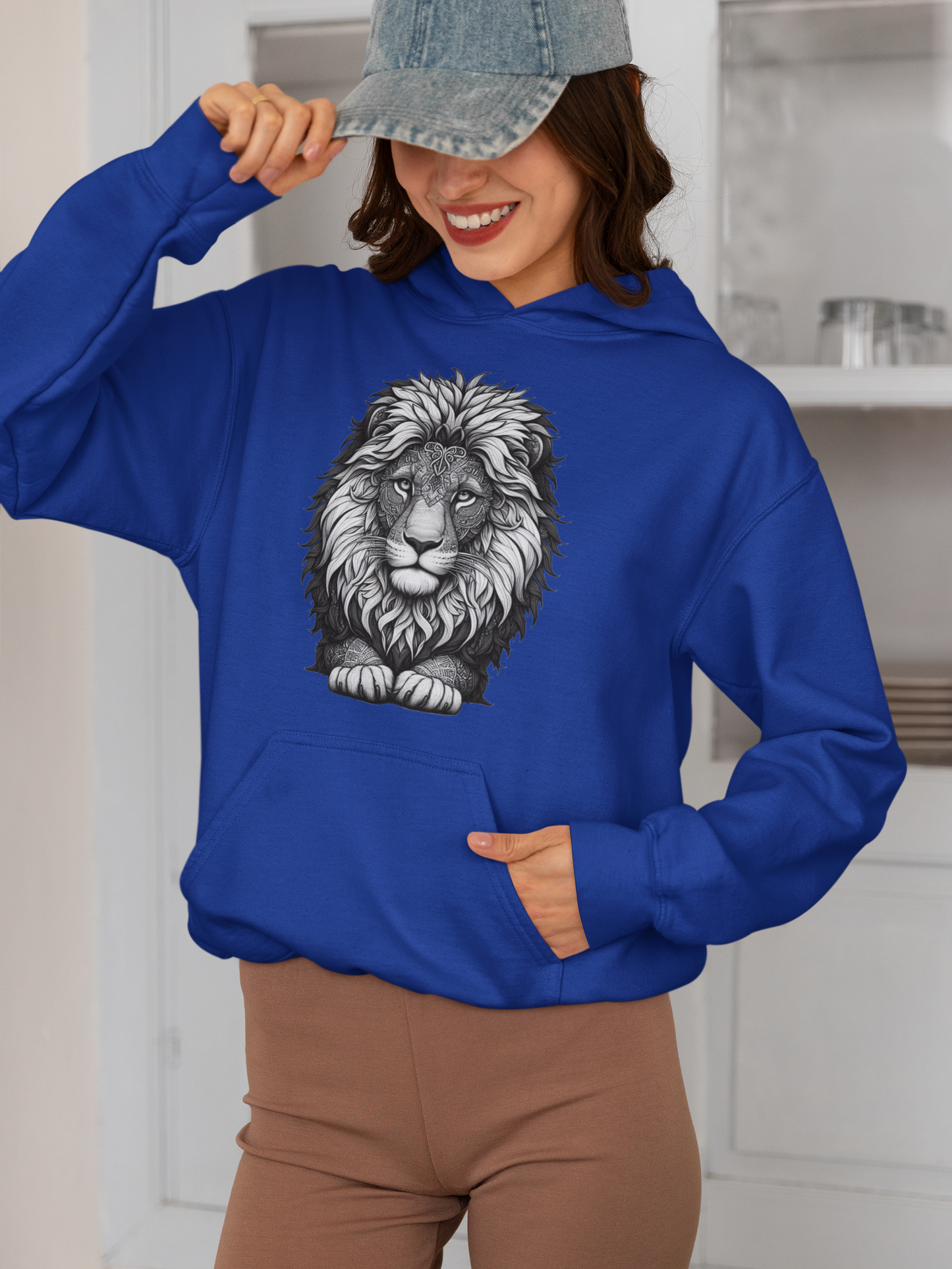 Cruiser hoodie mandala lion head in gray