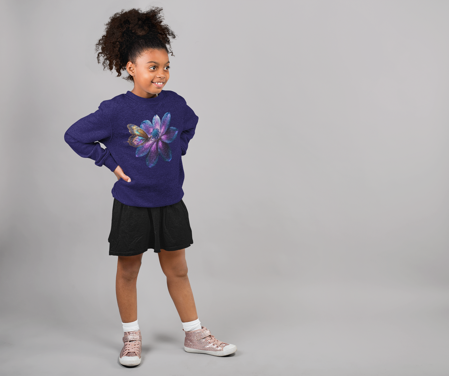 Mini Changer Sweatshirt Galaxie Blume mit Schmetterling SK