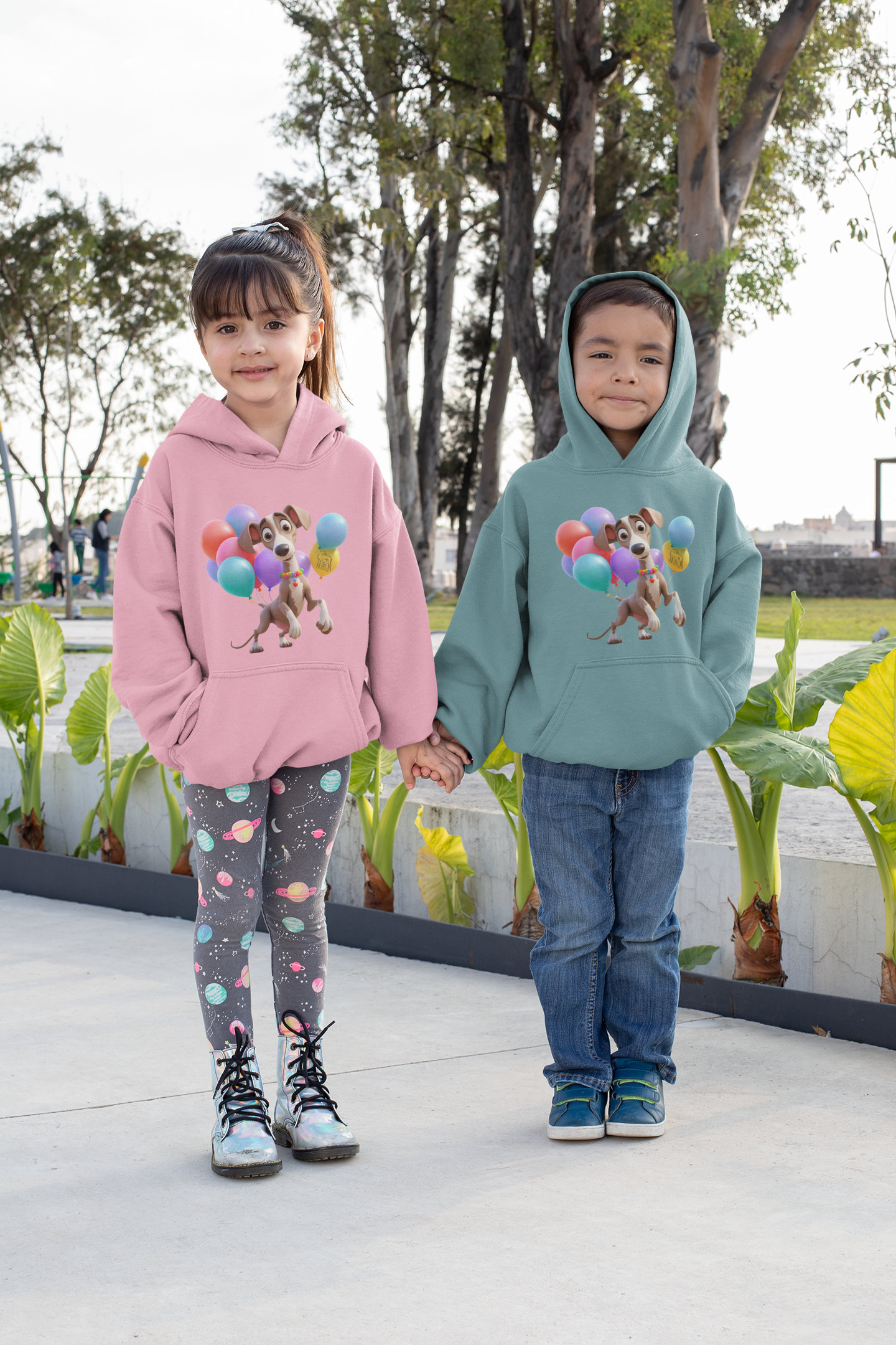 Kinder Unisex Premium Hoodie - Windhund Comic Ballons 2 FARFROMFEAR  - Mini Cruiser Hoodie 2.0 ST/ST