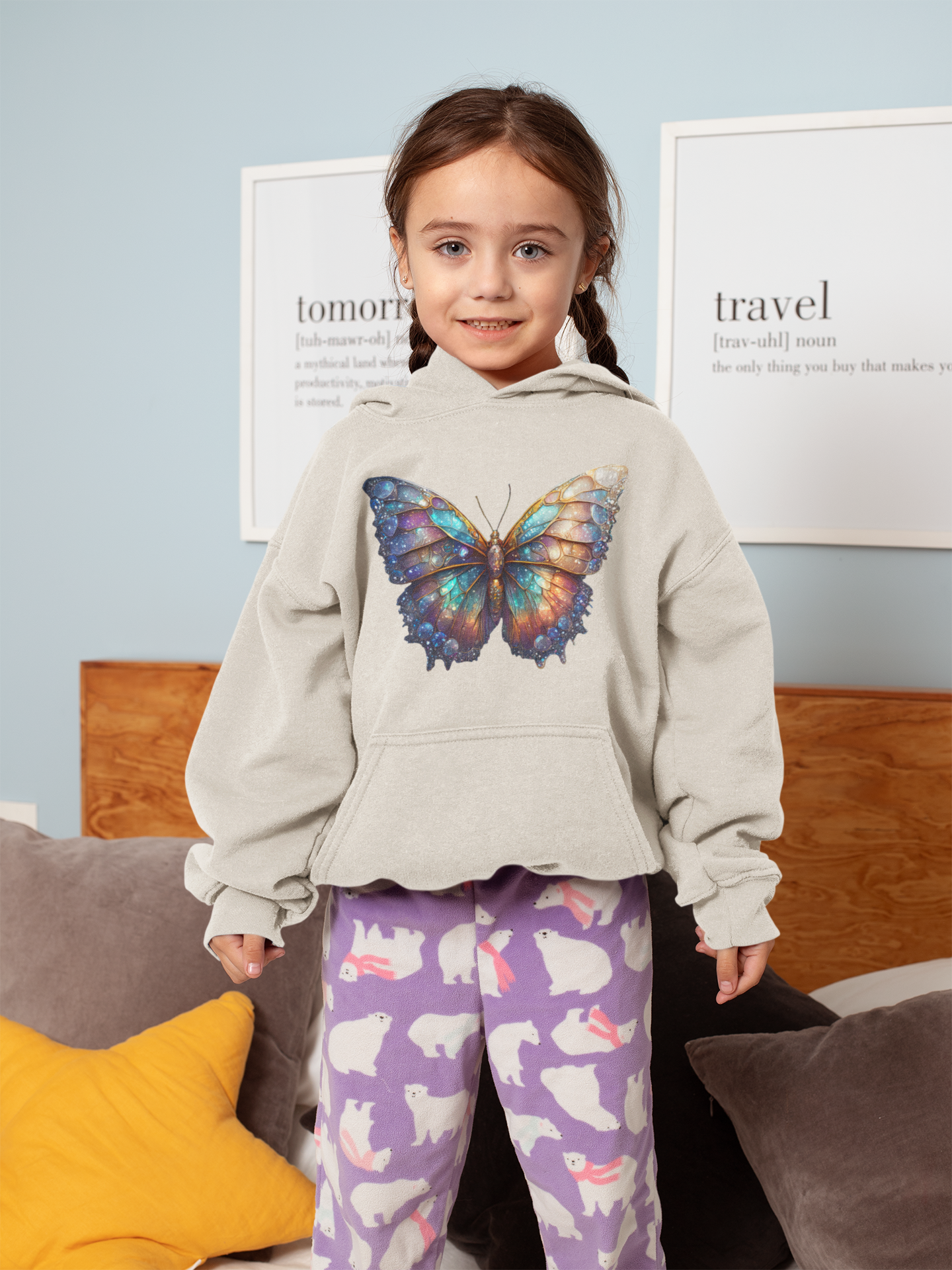 Kids Premium Hooded Sweat Butterfly Gallaxy