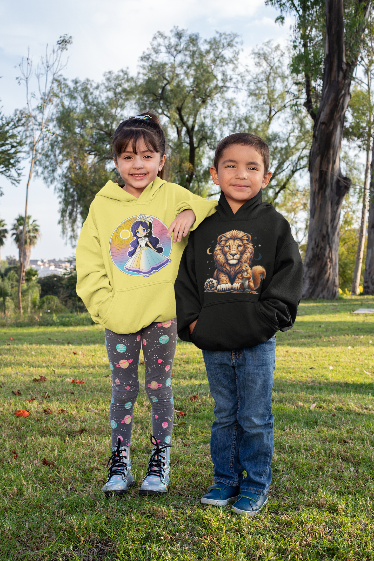 Sudadera con capucha Kids Premium Princess Sunset con brillo azul