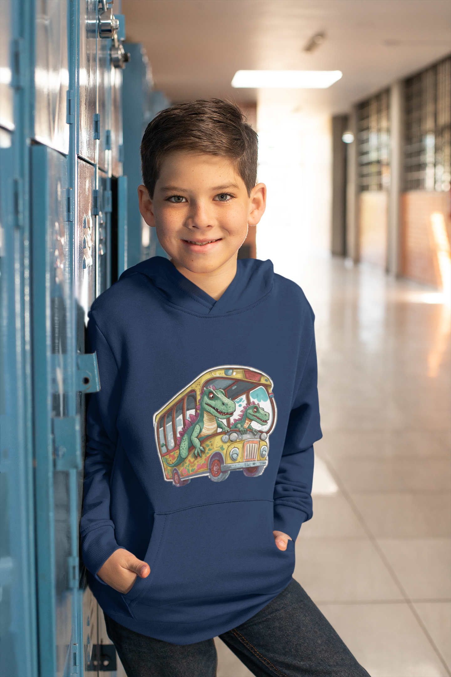 Sudadera con capucha premium para niños Dinobus