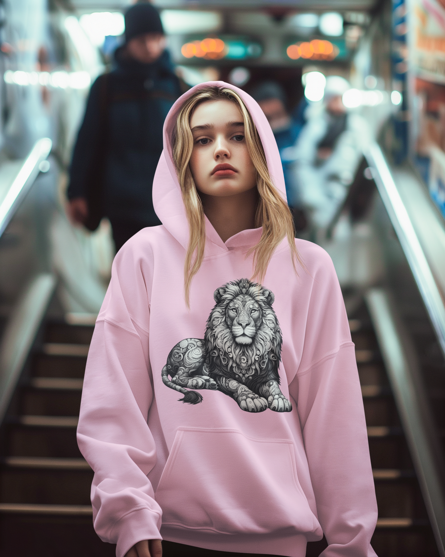 Cruiser hoodie mandala lion in gray