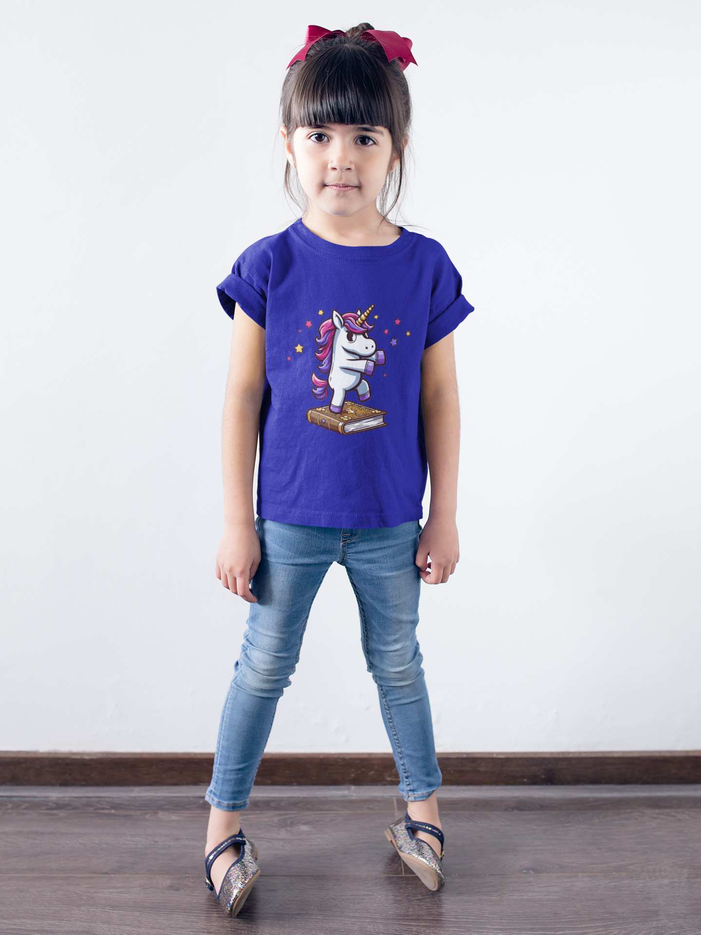 T-Shirt Kids Unicorn dances on book