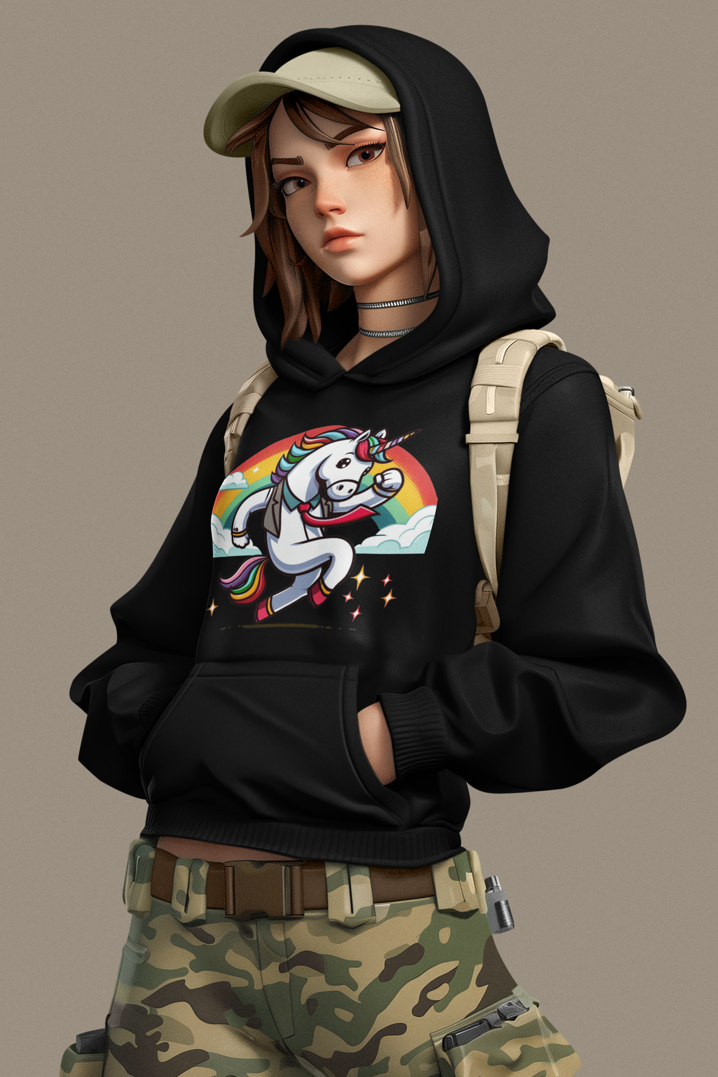 Cruiser hoodie unicorn with rainbow