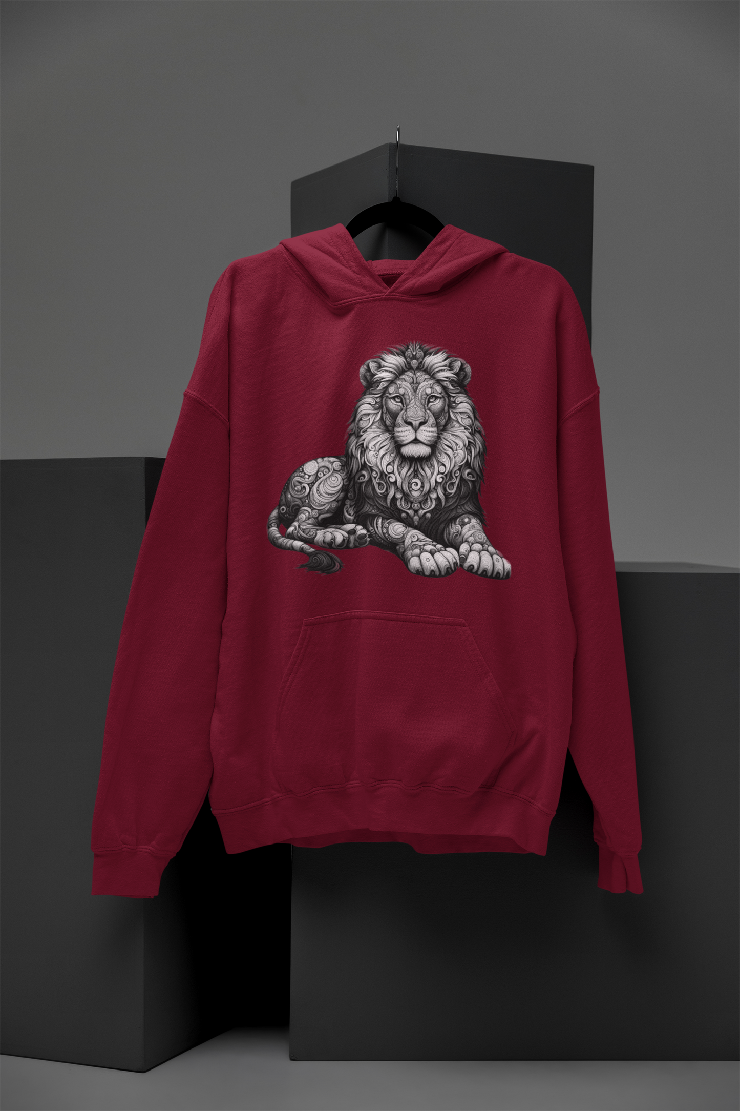 Cruiser hoodie mandala lion in gray