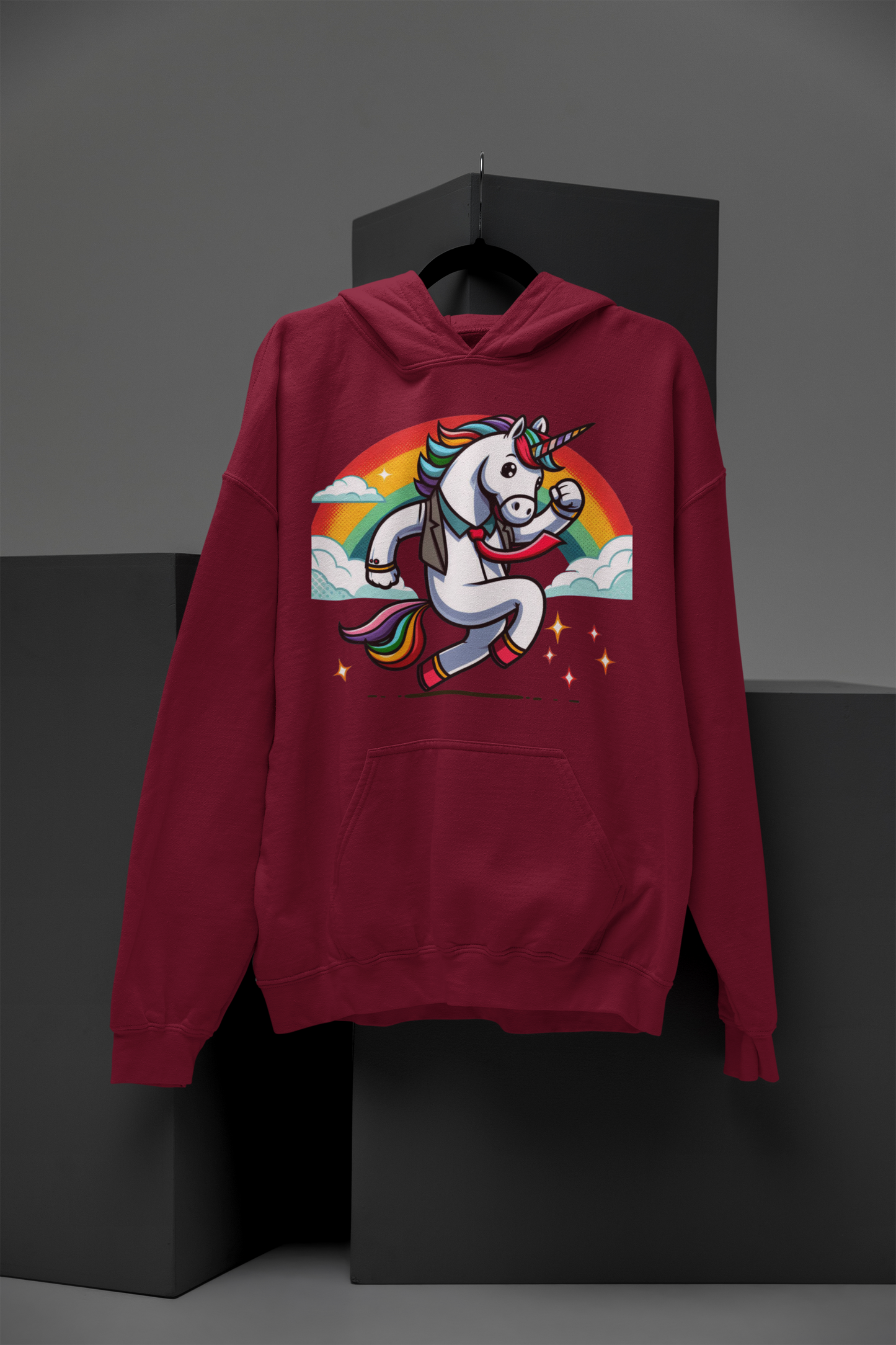 Premium Hoodie Einhorn mit Regenbogen