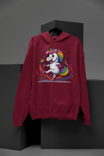 Sudadera con capucha premium para niños El dulce unicornio está bailando