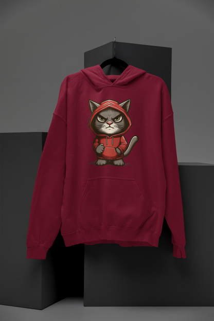 Sudadera con capucha premium para niños Dulce gato sombrío