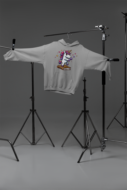 Girlie College Sudadera con capucha Unicornio baila en libro