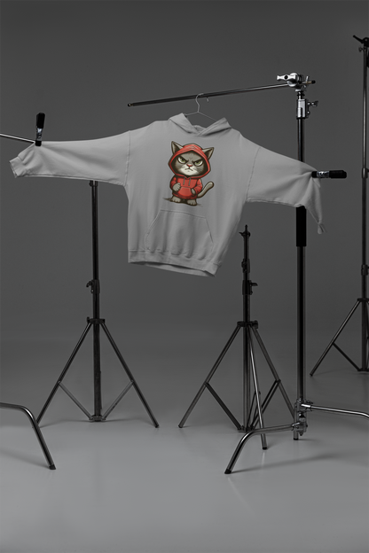 Sudadera con capucha premium para niños Dulce gato sombrío