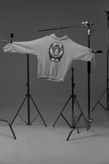 Sudadera con capucha premium para niños Sweet Mandala cabeza de león en gris