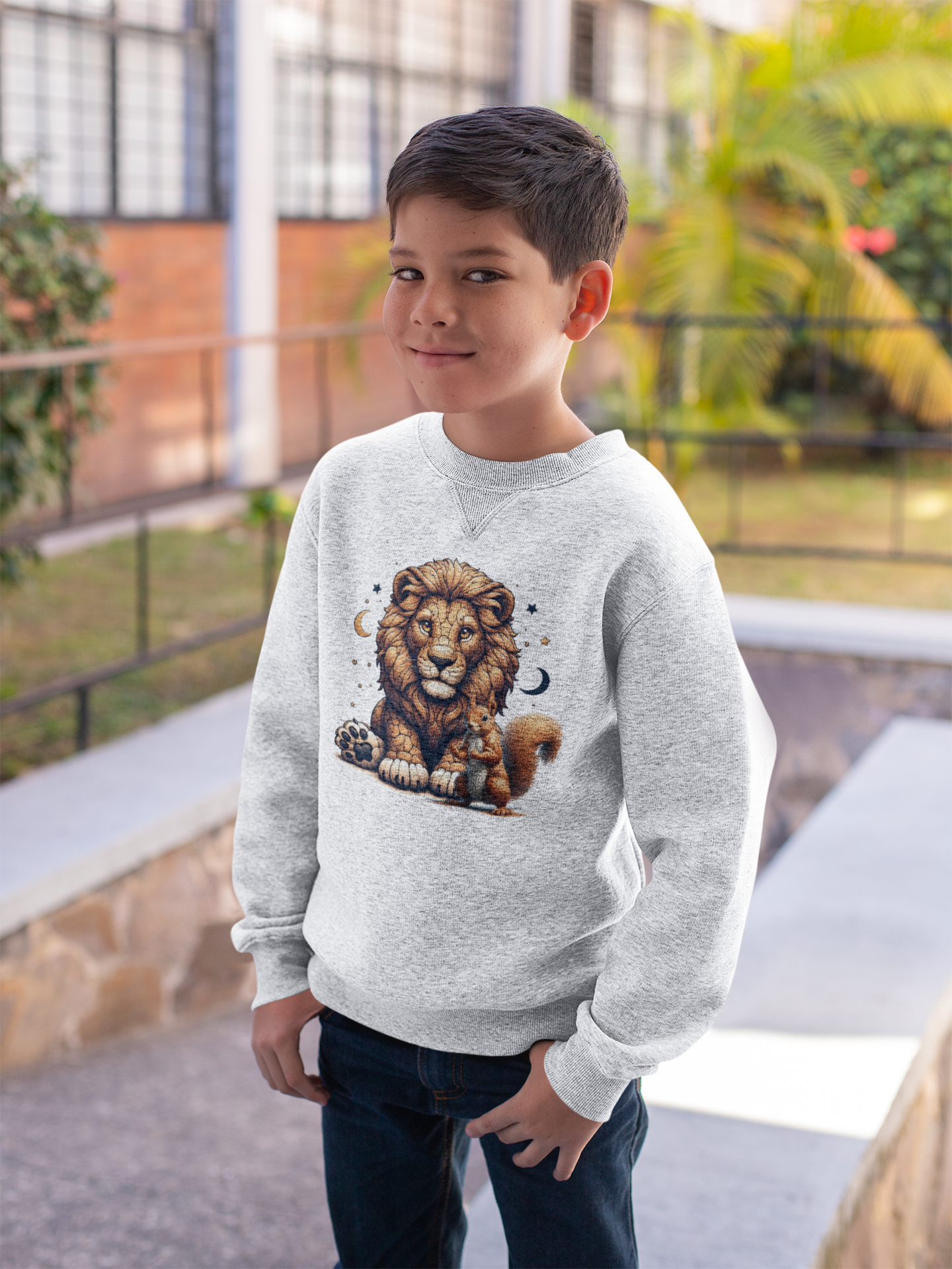 Mini Changer Sweatshirt Loewe mit Eichhörnchen und Monde SK