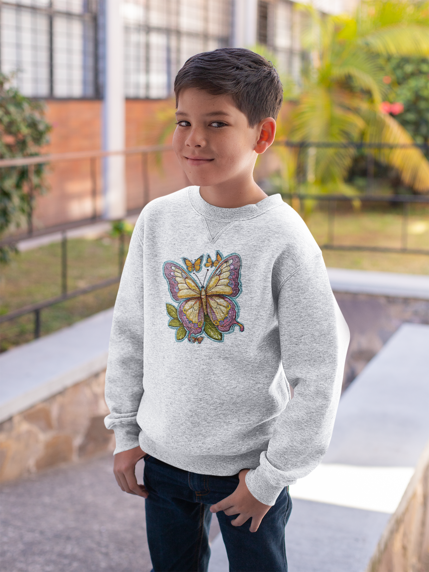 Mini Changer Sweatshirt Schmetterling gemalt mit Aura