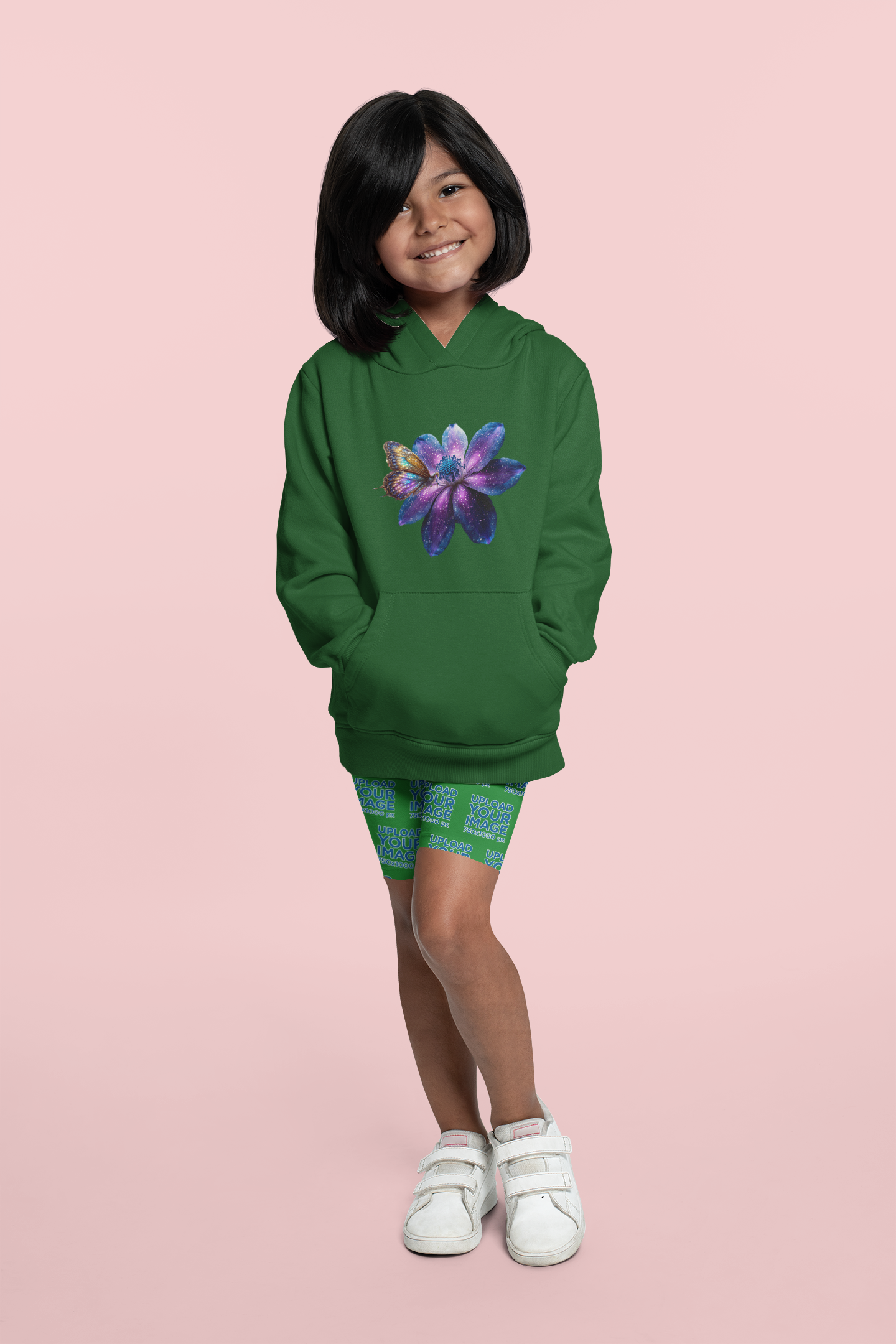 Kids Premium Hooded Sweat Gallaxy Flower with Butterfly