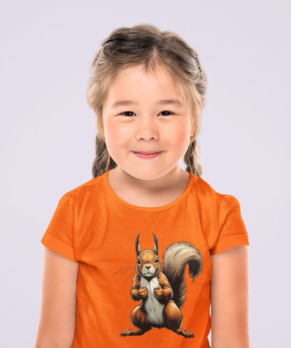 Eichhörnchen Unisex Kinder T-Shirt  Kurzarm-Shirt Bio Baumwolle Hochwertig Langlebig SH