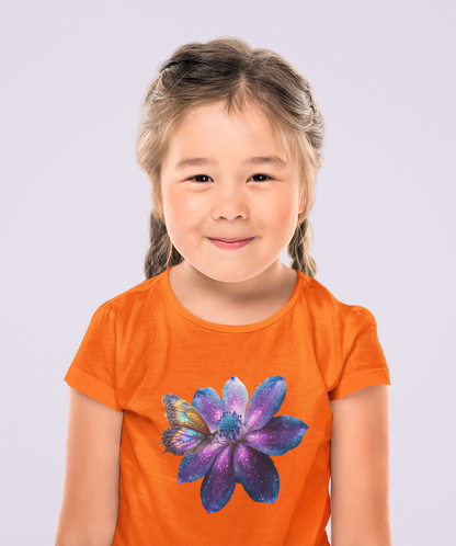 Galaxie Blume mit Schmetterling T-Shirt Kids SK