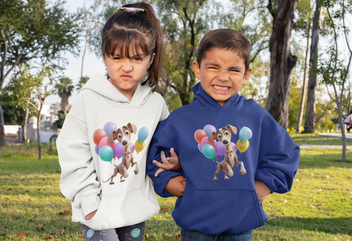 Kinder Unisex Premium Hoodie - Windhund Comic Ballons 2 FARFROMFEAR  - Mini Cruiser Hoodie 2.0 ST/ST