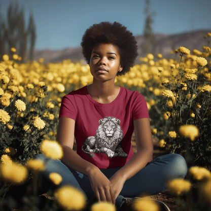 Creator T-Shirt Mandala Lion Head in gray