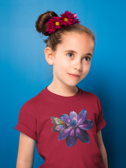 Galaxie Blume mit Schmetterling T-Shirt Kids SK
