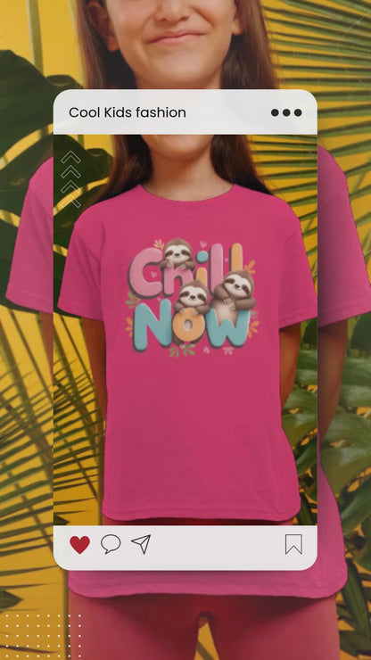 Chill Now Faultiere - Kinder T-Shirt Kurzarm-Shirt Baumwolle Hochwertig Langlebig - T-Shirt Kids BC SH
