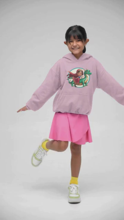 Prinzessin reitet auf langen Drache - Hochwertiger Mittelschwerer Fleece-Hoodie für Jugendliche - Weltweit Verfügbar - GL