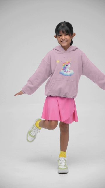 Einhorn reitet auf Wolke im Sternenhimmel Kinder Hoodie Pullover Bio Baumwolle Hochwertig Langlebig - Mini Cruiser Hoodie 2.0 ST/ST SH