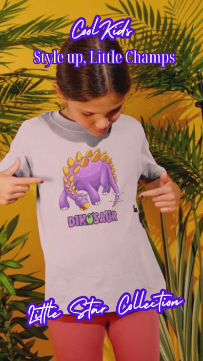 Dinosaurio morado con huevo - Camiseta infantil de manga corta, algodón duradero de alta calidad - Camiseta infantil BC SH
