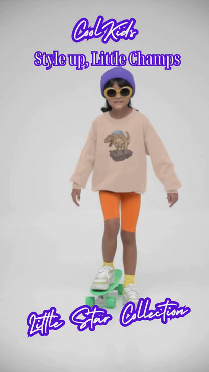 Dinosaurier Rex auf Fels Kinder Pullover Sweatshirt Bio Baumwolle Hochwertig Langlebig - Mini Changer Sweatshirt 2 ST/ST SH