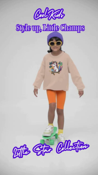 Einhorn Skater Sunset Kinder Pullover Sweatshirt Bio Baumwolle Hochwertig Langlebig - Mini Changer Sweatshirt 2 ST/ST SH