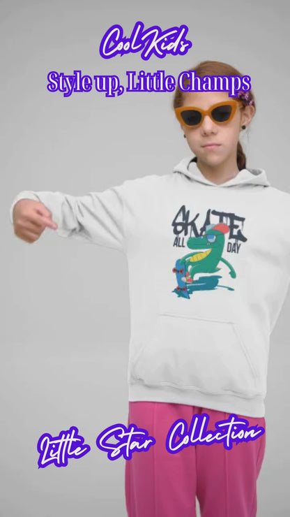 Skate all Day Krokodil - Hochwertiger Mittelschwerer Fleece-Hoodie für Jugendliche - Weltweit Verfügbar - GL