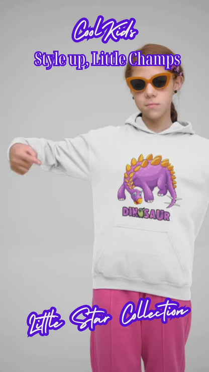 Dinosaurier Cartoon mit Ei - Hochwertiger Mittelschwerer Fleece-Hoodie für Jugendliche - Weltweit Verfügbar - GL