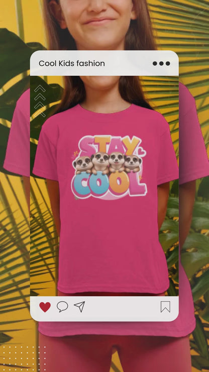 Stay Cool Erdmännchen - Kinder T-Shirt Kurzarm-Shirt Baumwolle Hochwertig Langlebig - T-Shirt Kids BC SH