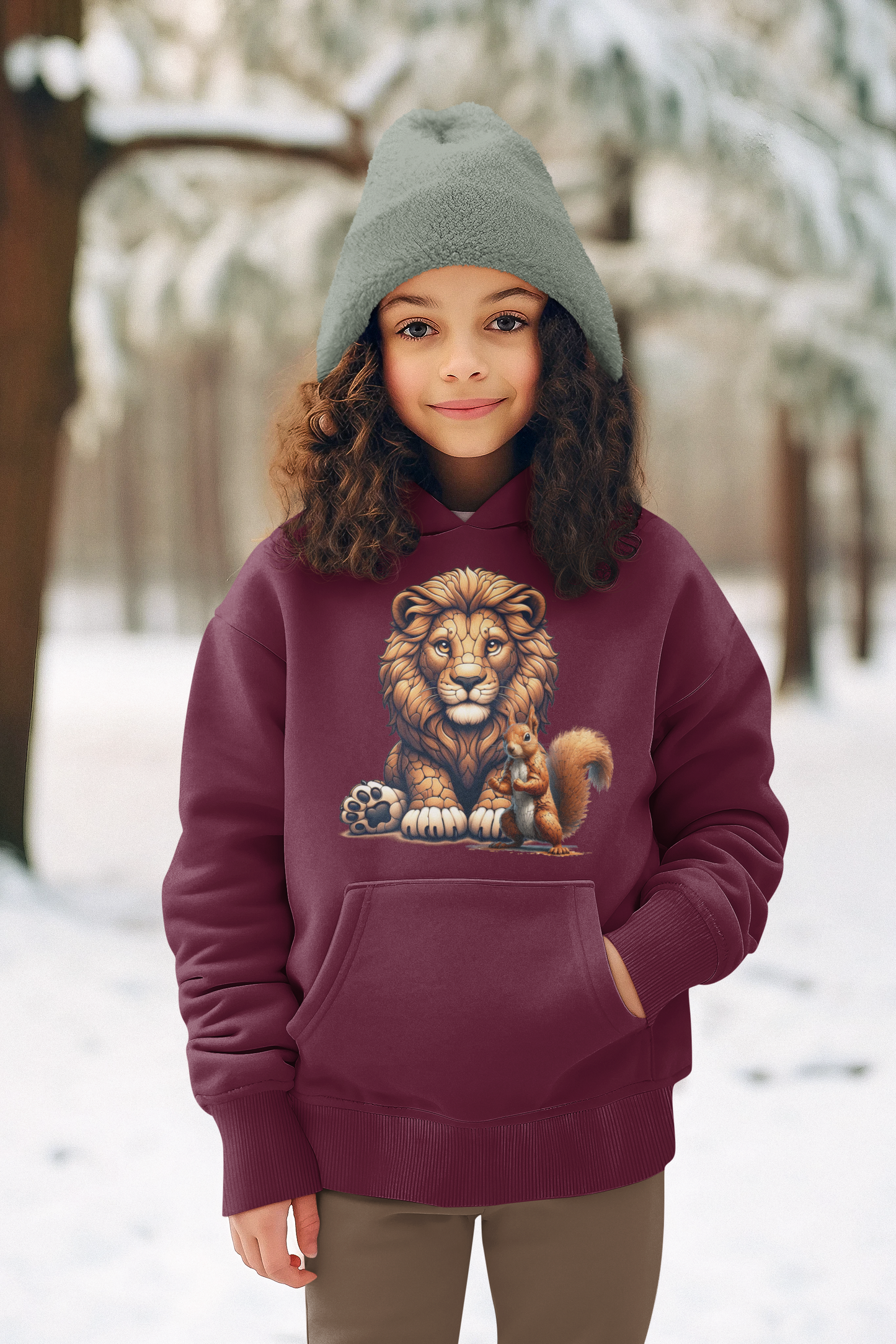 Kids Premium Hooded Sweat Loewe with squirrel