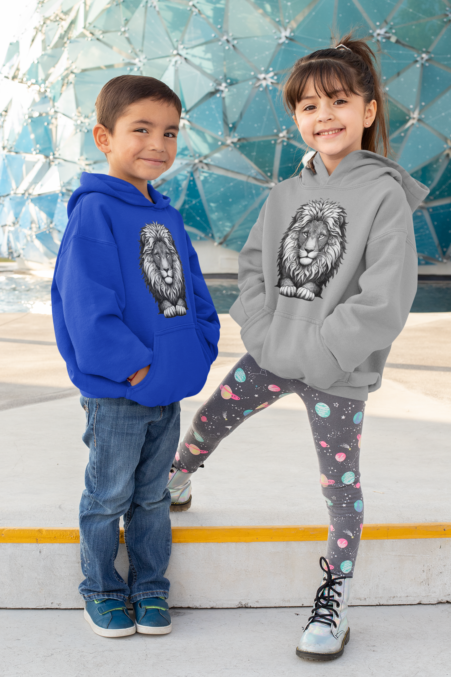 Mandala Löwenkopf in grau - Mini Cruiser Hoodie SK