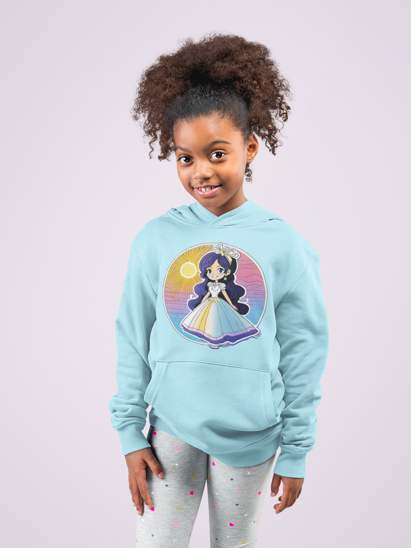 Sudadera con capucha Kids Premium Princess Sunset con brillo azul