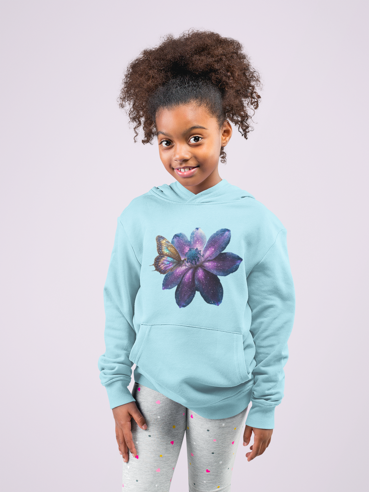 Kids Premium Hooded Sweat Gallaxy Flower with Butterfly