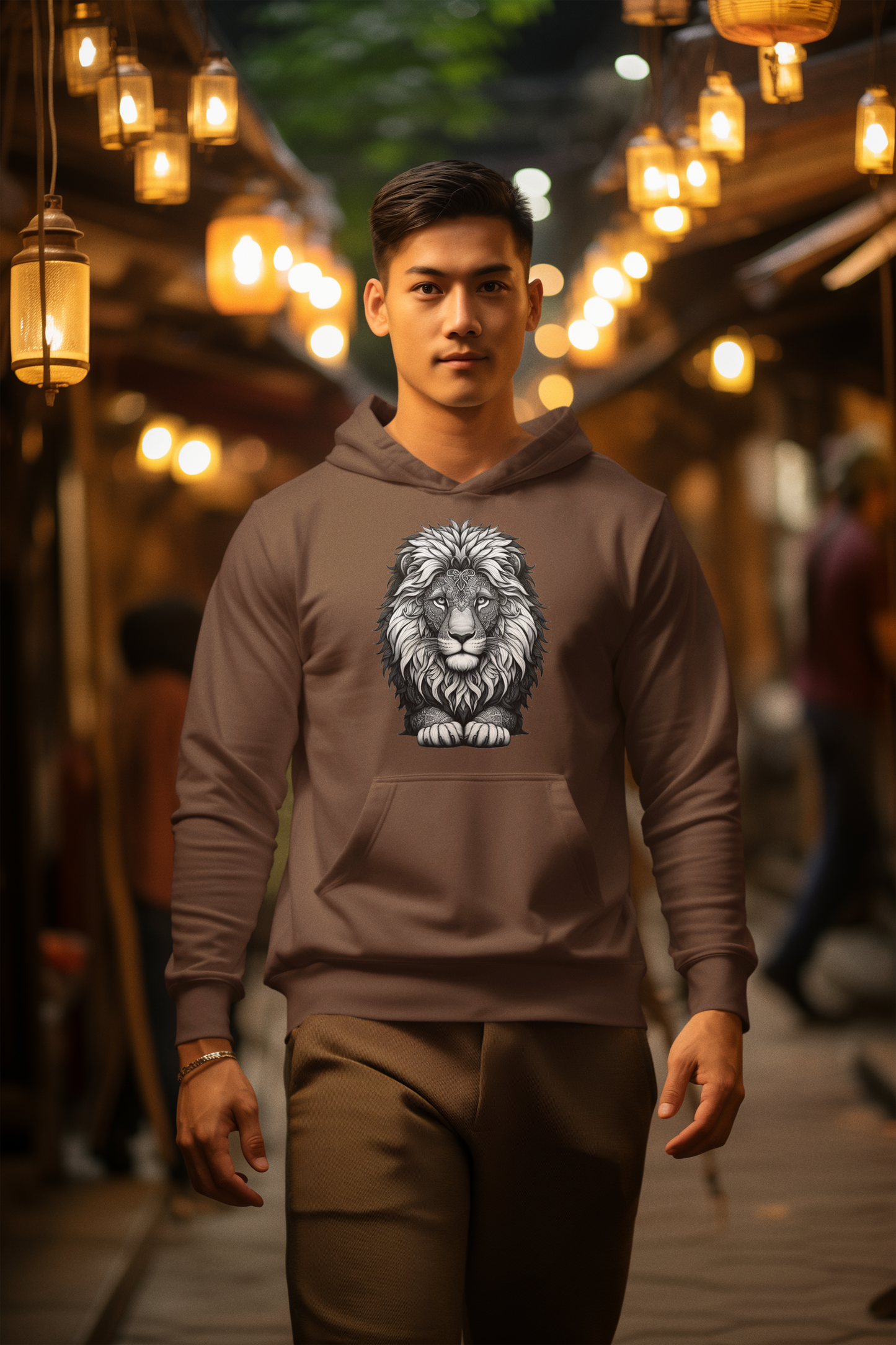 Cruiser hoodie mandala lion head in gray