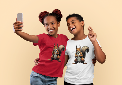 Eichhörnchen Unisex Kinder T-Shirt  Kurzarm-Shirt Bio Baumwolle Hochwertig Langlebig SH