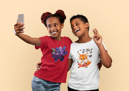 Galaxie Blume mit Schmetterling T-Shirt Kids SK