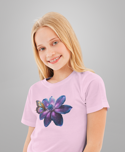 Galaxie Blume mit Schmetterling T-Shirt Kids SK