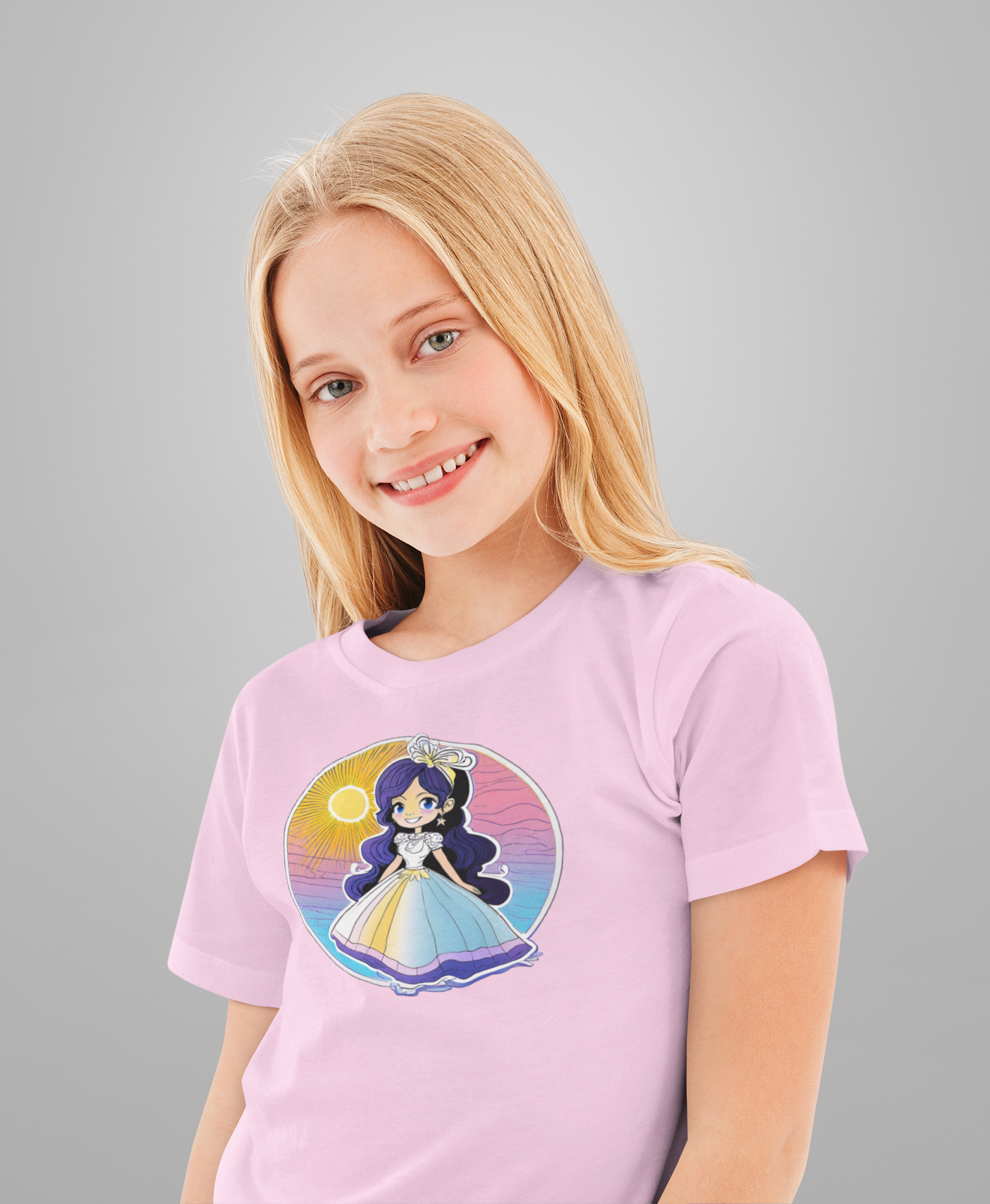 T-Shirt Kids Princess Sunset with blue shimmer