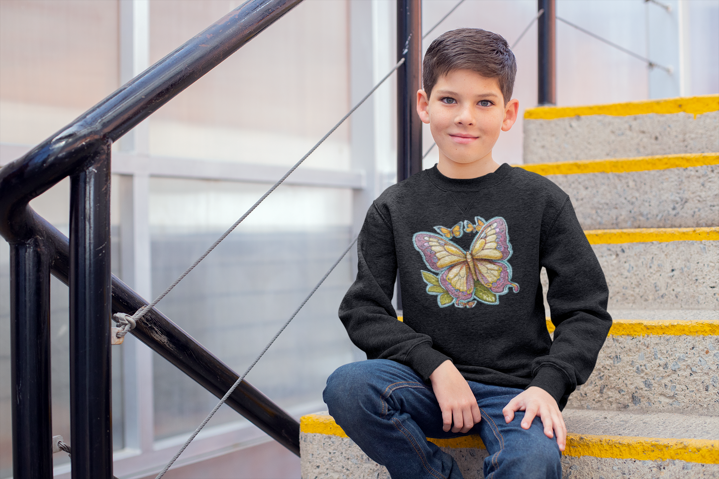 Mini Changer Sweatshirt Schmetterling gemalt mit Aura