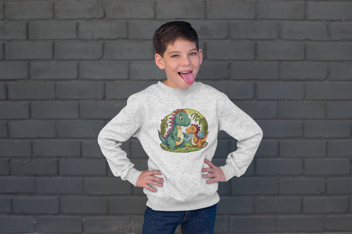 Mini Changer sweatshirt two dinosaurs